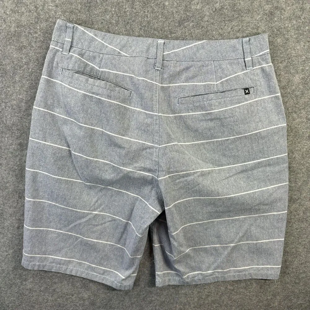 Hurley Shorts Mens 30 Blue Stripe Chino 10 Inseam Golf Casual Walk Beach
